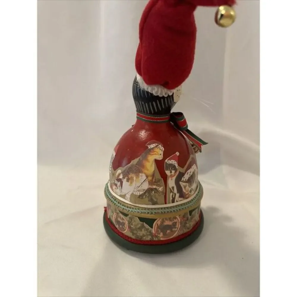 Smithsonian Vtg 10in Cat Decorative Box‎ Decor Santa Paws Christmas Decoupage